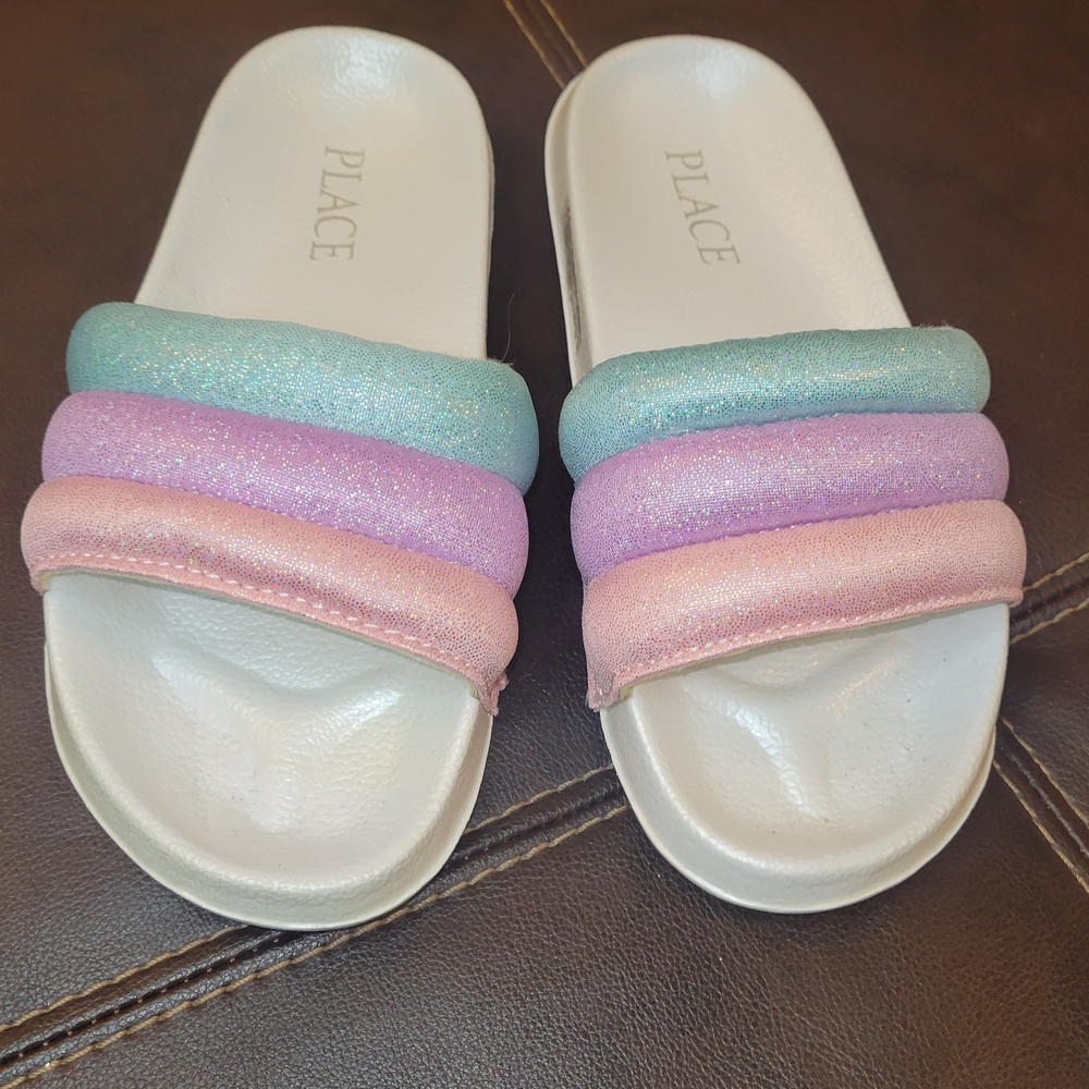 The Children's Place Glittery Pastel Slide Sandals NEW